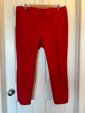 LOFT Red Cropped Tailored Pants